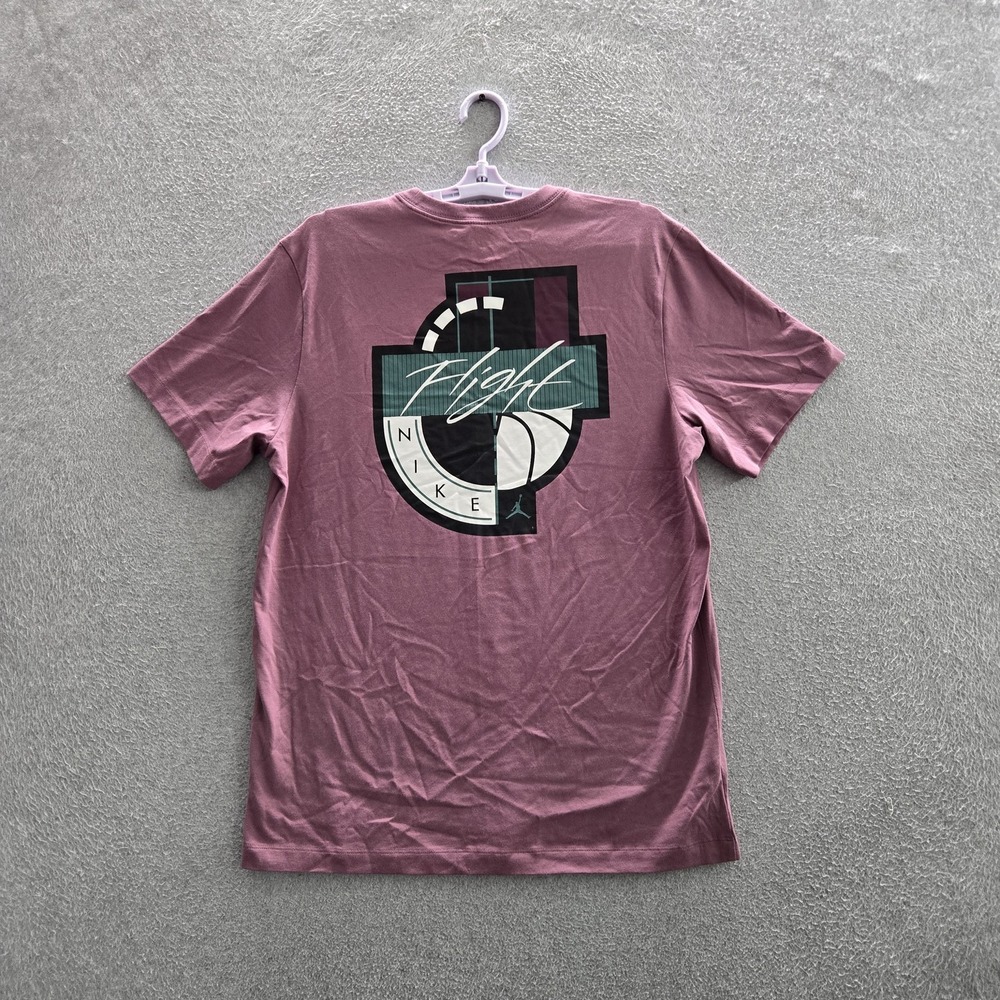 Jordan Men Shirt M Purple Graphic Nike Air Flight Jumpman Logo Short Sleeve
